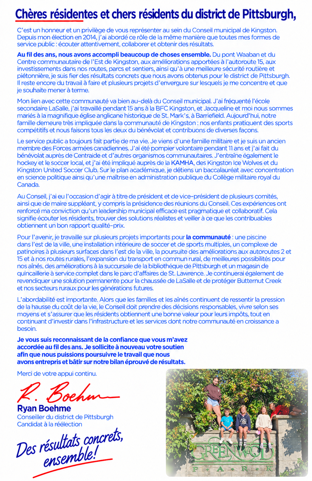 Letter to Pittsburgh District Residents from Ryan Boehme (French)
